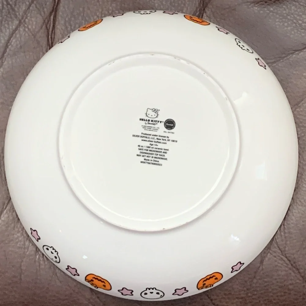 Hello Kitty Witch on Broom 46oz Ceramic Halloween Bowl - Stars Pumpkin Skull - Picture 7 of 9